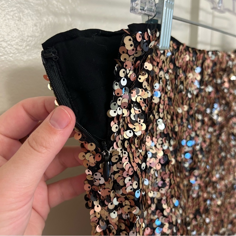 NWT Free People Annalise Black and Gold Sequin Mini Skirt Size 8 - Picture 11 of 12